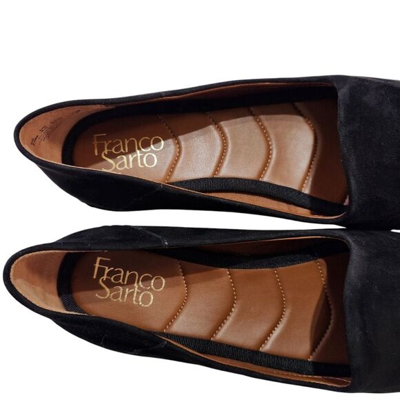 Franco Sarto Jasmine Loafers Black Suede Leather Flats Women's Size 7.5 - Picture 7 of 9